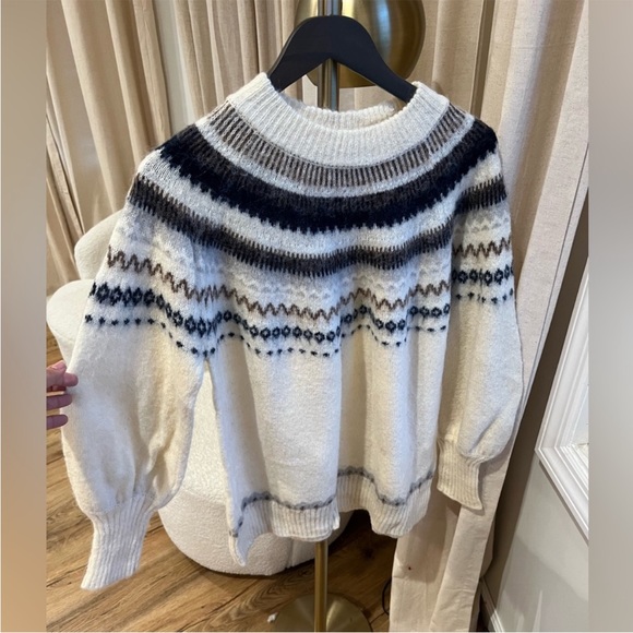 J Crew Fair Isle Puff Sleeve Sweater - Picture 6 of 7